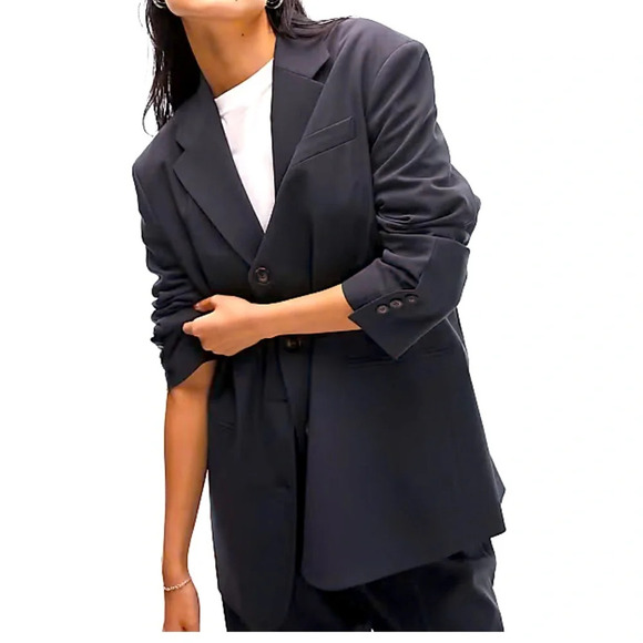 TopShop Oversize Black Men’s Style 3 Button Blazer Asymmetrical Button Cuff - Picture 1 of 5